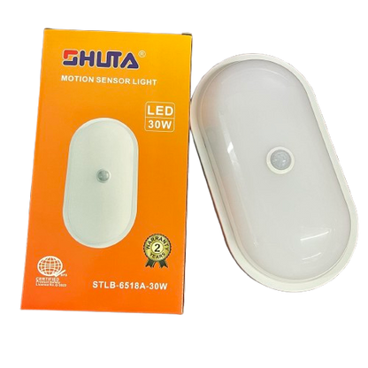 Shuta 30W MOTION SENSOR LED LIGHT OVAL with white oval design and motion sensor on front