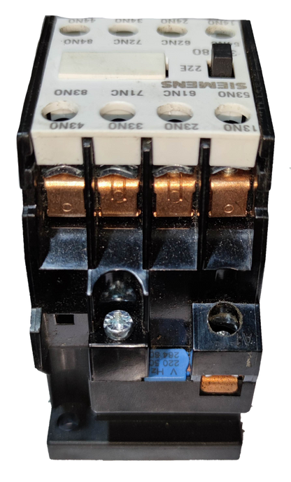 Siemens Magnetic Contactor 10A 2NO 2NC 220V with multiple copper terminals and black base
