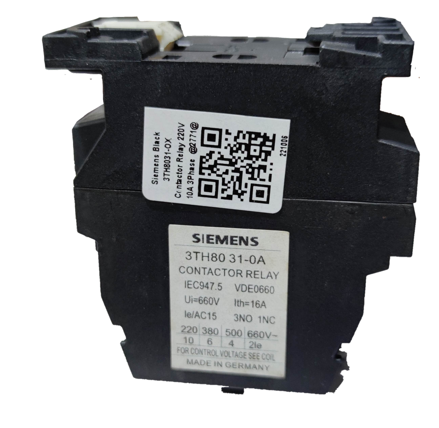 Siemens Magnetic Contactor 10A 3NO 1NC 220V Coil contactor relay black compact design