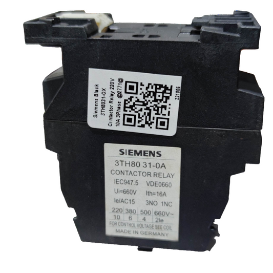 Siemens Magnetic Contactor 10A 3NO 1NC 220V Coil contactor relay black compact design