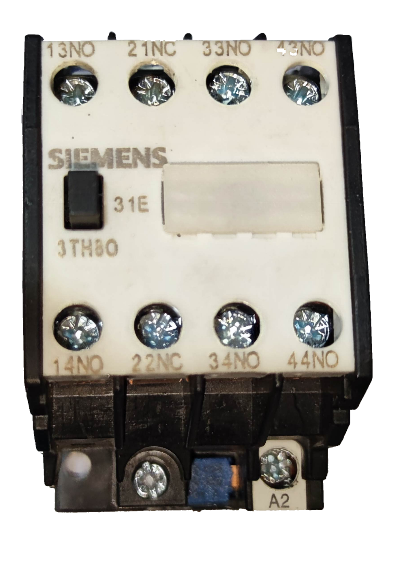 Siemens Magnetic Contactor 10A 3NO 1NC 220V Coil with multiple screw terminals for electrical connections