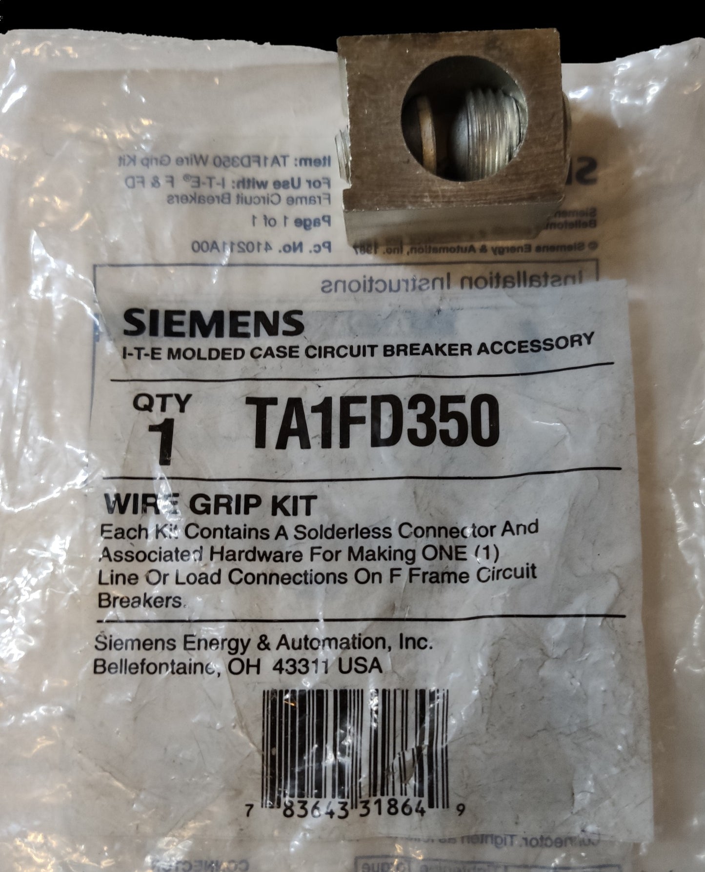 Mechanical Lug 1 Holes AWG 6 electrical connector part by Electx Electrical Supply with packaging label