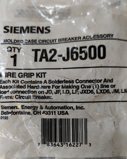 Mechanical Lug for Breaker Type Siemens molded case circuit breaker accessory TA2-J6500 from Electx Electrical Supply