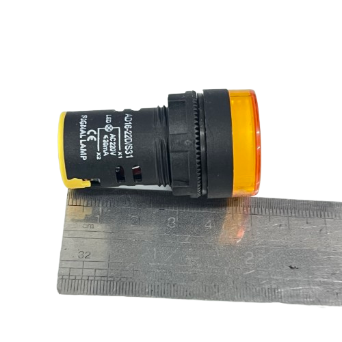 Denko Pilot light 220v YELLOW 22mm yellow indicator signal lamp with black threaded housing