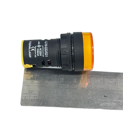 Denko Pilot light 220v YELLOW 22mm yellow indicator signal lamp with black threaded housing