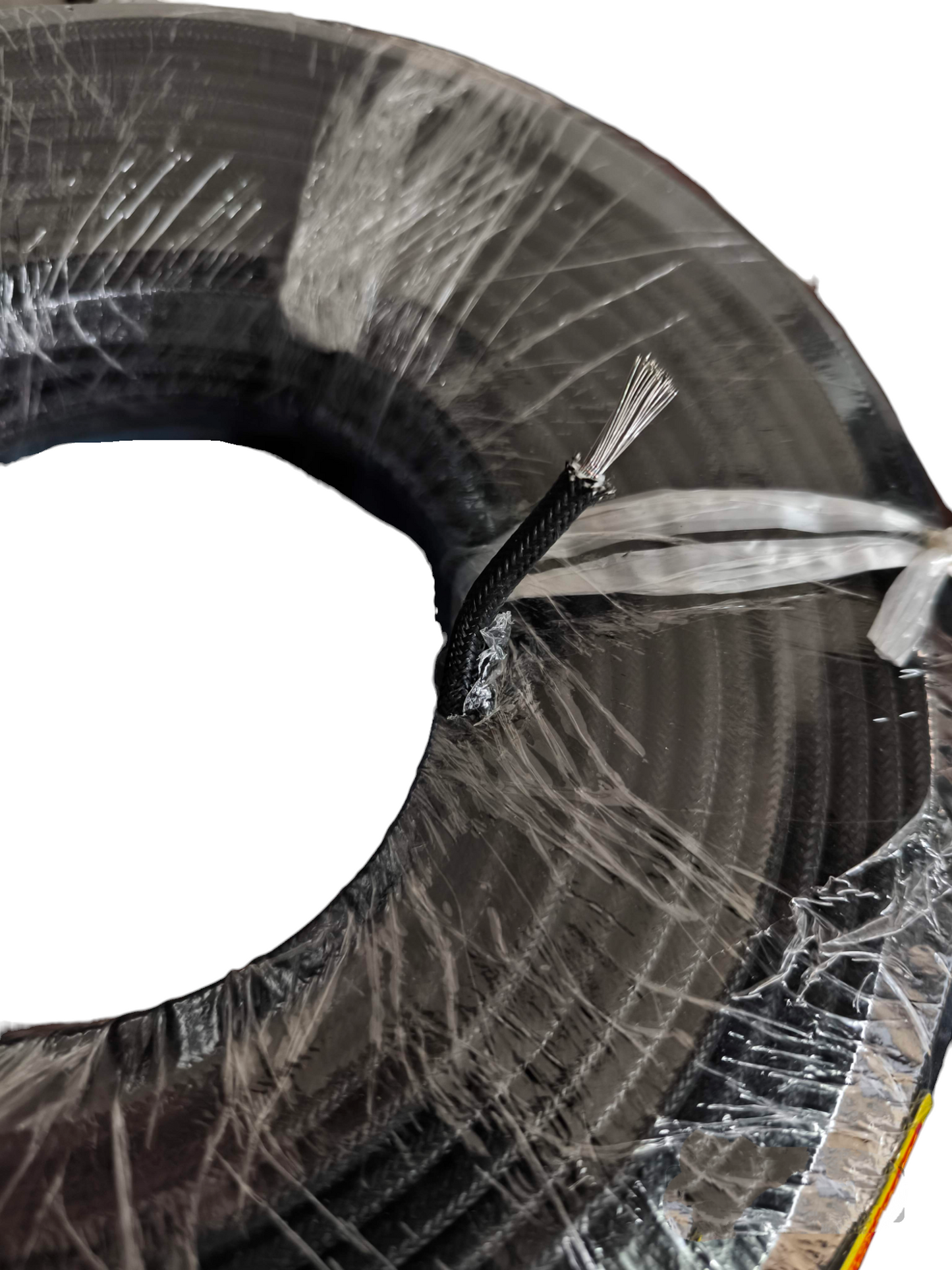 Grippes Silicon Wire 4.0mm Pre Cut coil wrapped in protective plastic with exposed wire end