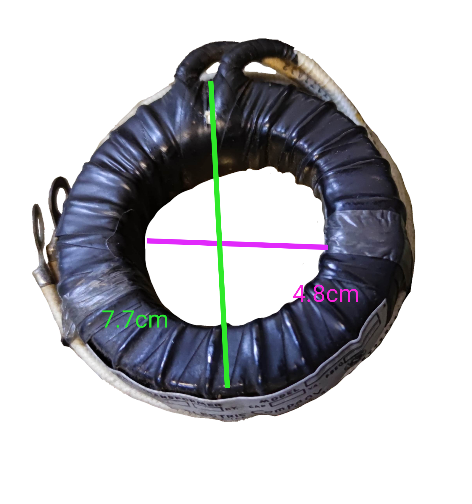 Simpson Single Core Current Transformer with black circular coil and measurement markings