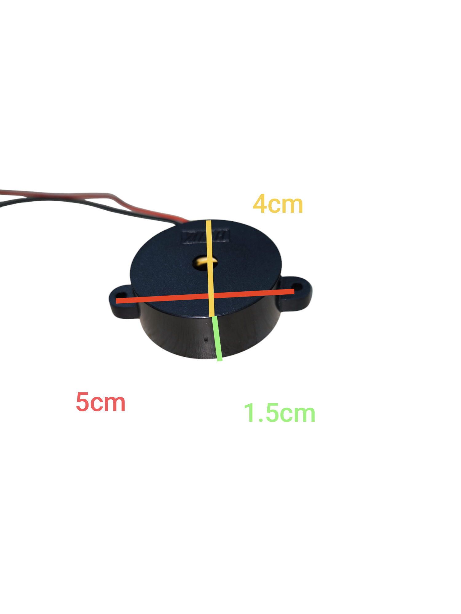 Small Buzzer 4mm 3V-24V DC black round door chime component with connecting wires