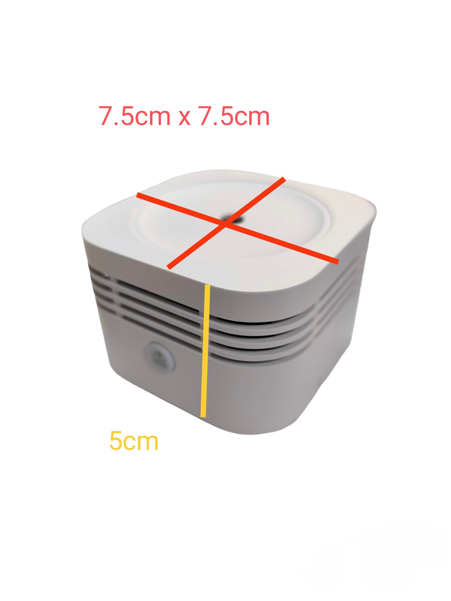 Aegislink wireless interlinked smoke alarm with compact 7.5 by 7.5 centimeter size and 5 centimeter height