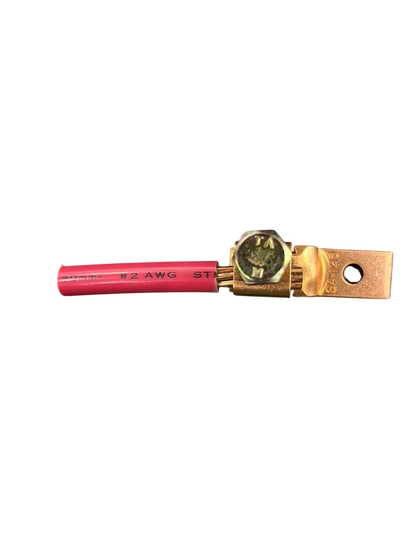 Solderless Terminal Lugs 50mm with red insulated wire and brass connector for electrical circuitry