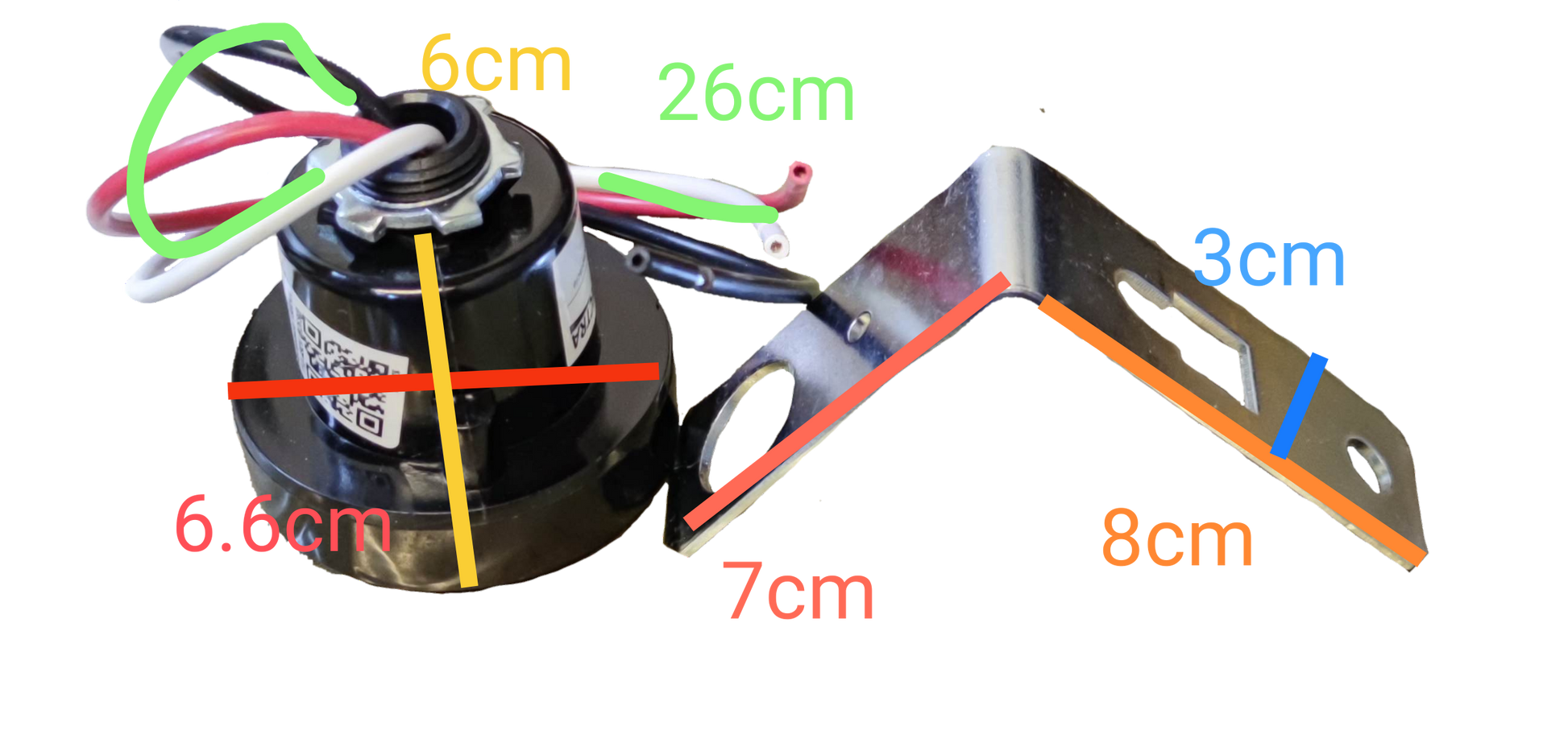 Spectra photo cell socket 1800VA with wiring and metal mounting bracket for outdoor lighting installations