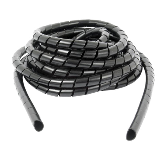 Wixim spiral cable wrap 9mm black 10 meters coiled for organized cable management