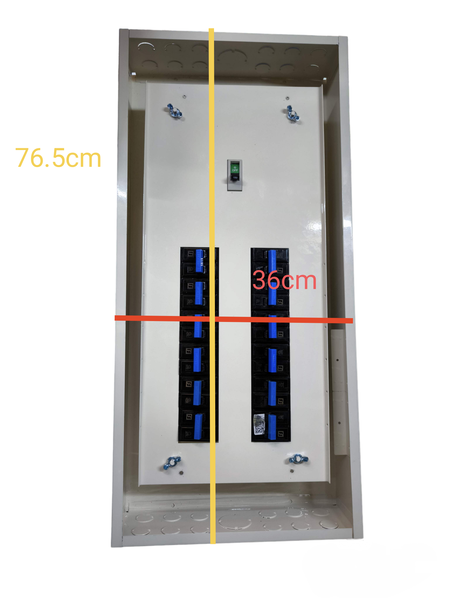 Koten metal distribution enclosure with dual breaker columns and single switch Panel Board 150A 2Pole 250SPS
