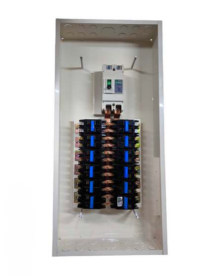 Koten Panel Board 150A 2Pole 250SPS metal enclosure with main breaker top copper bus bars and multiple branch breakers