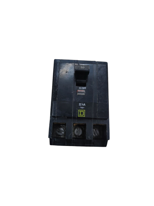 Square D 50A 3 Pole 22KAIC 220V Circuit Breaker black electrical component with switch
