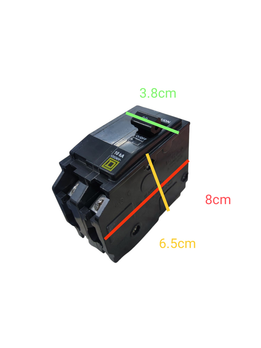 Square D 60 Amp Circuit Breaker black electrical component with measurement lines
