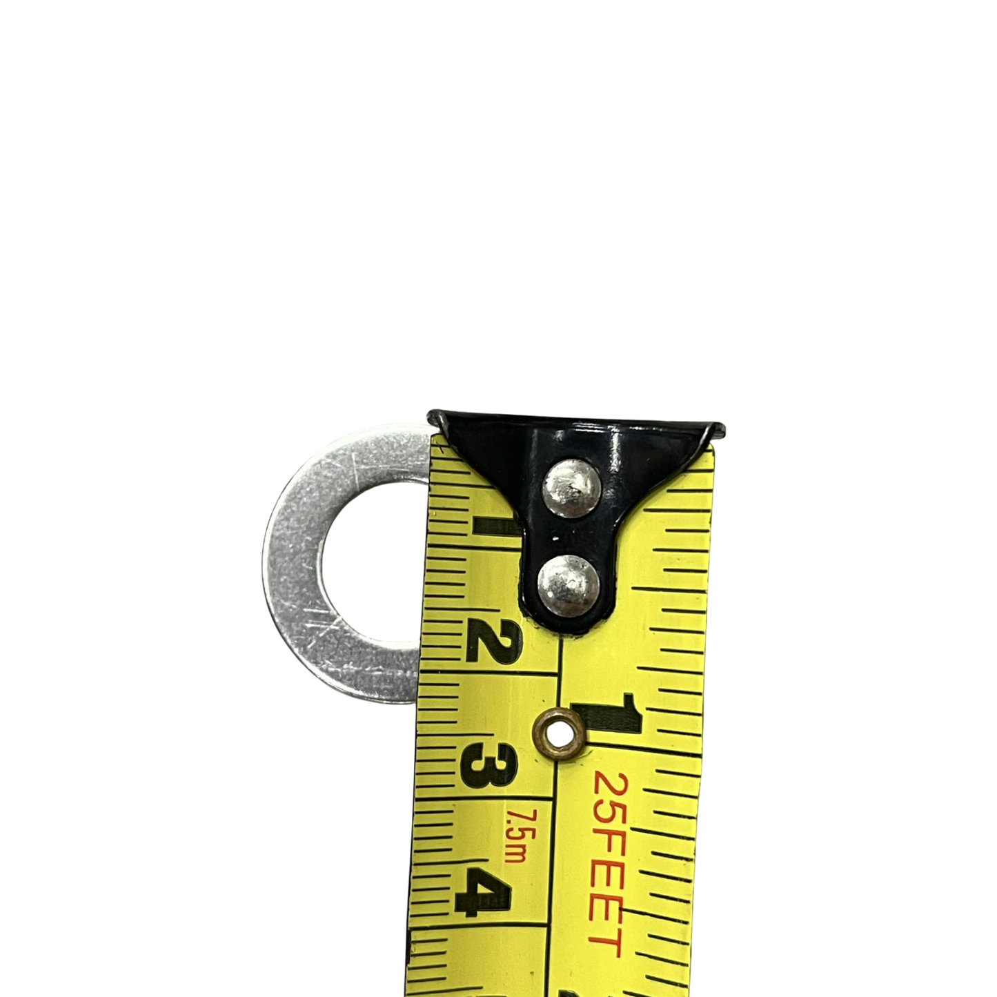 2cm Stainless Washer next to a measuring tape for size reference and durability demonstration