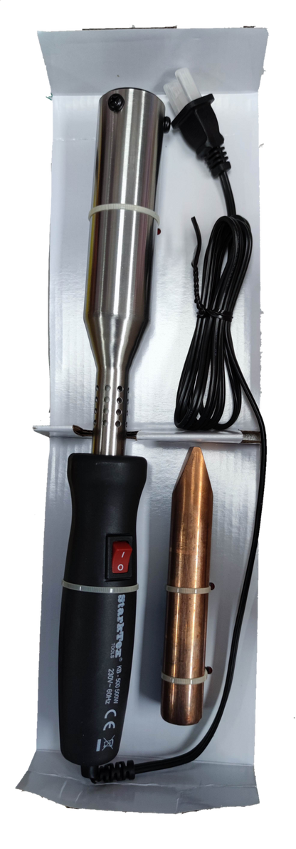 Startrek 500W Soldering Iron 220V with metal body and black handle in packaging