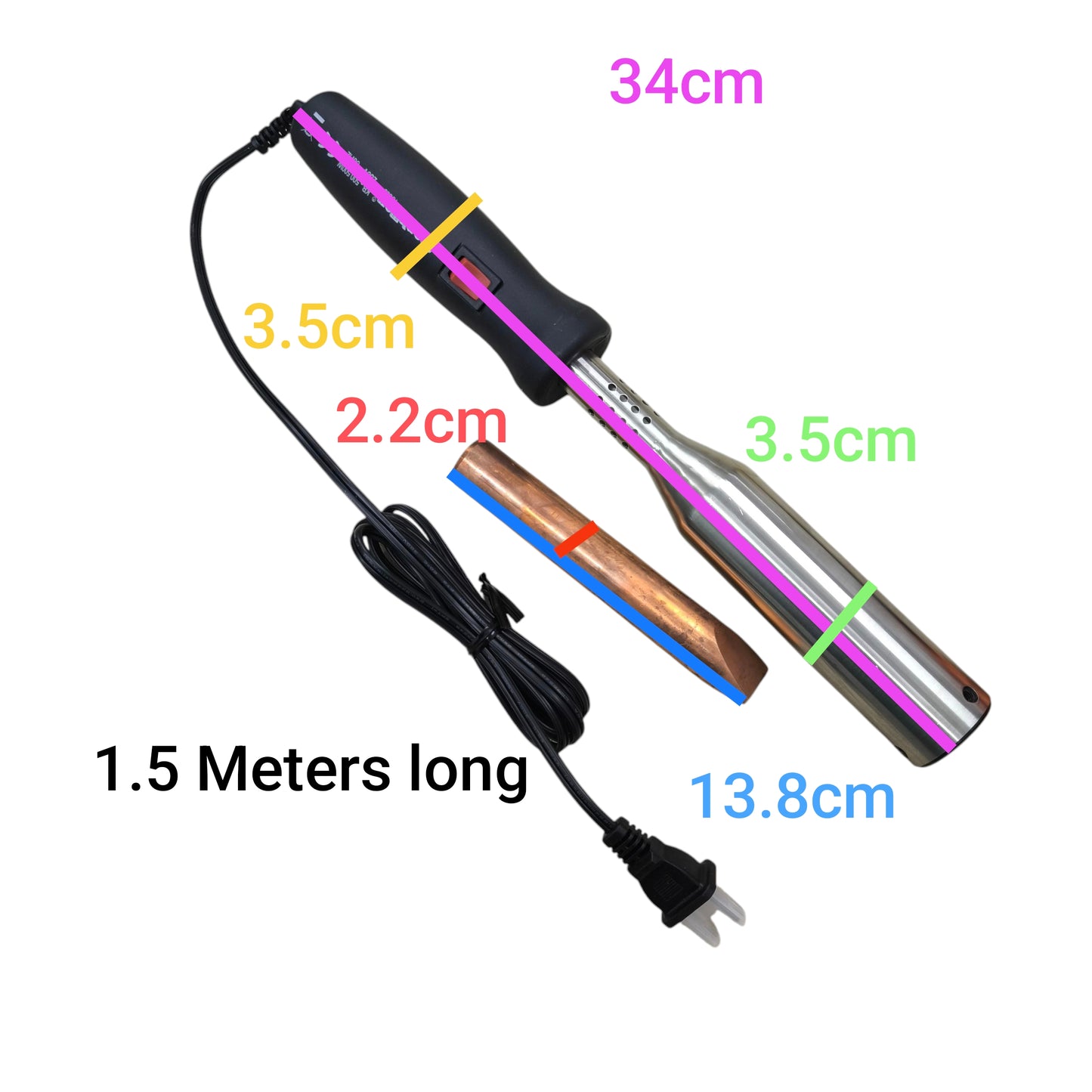 Startrek 500W Soldering Iron 220V with black handle and metal tip including power cord and copper accessory