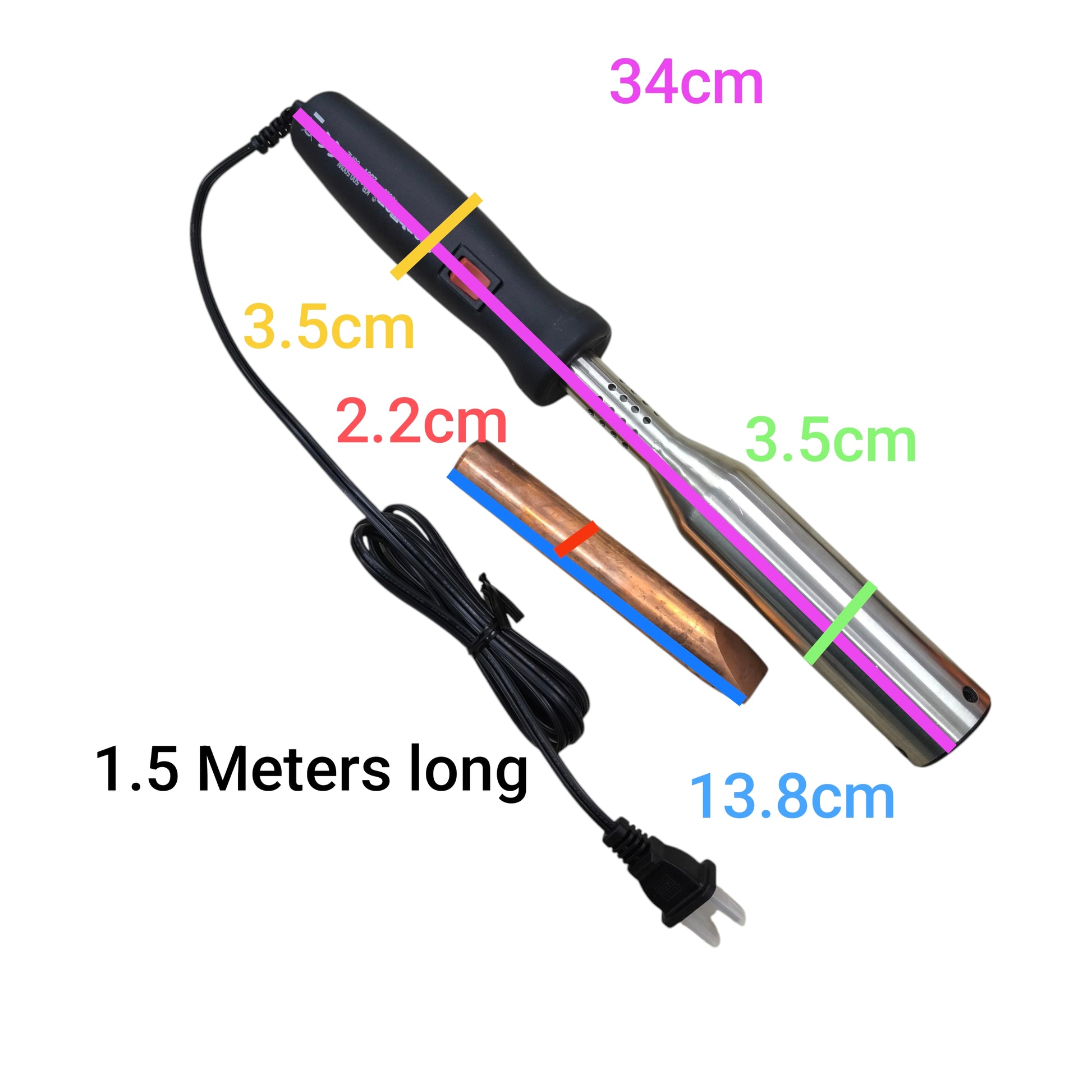 Startrek 500W Soldering Iron 220V with black handle and metal tip including power cord and copper accessory