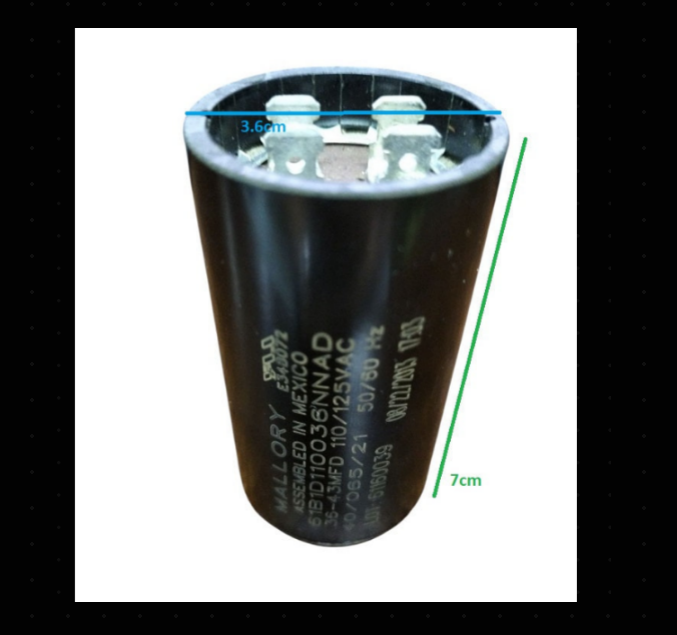 Mallory Starting Capacitor 36-43MFD 125V for electrical applications, features compact design and durable construction