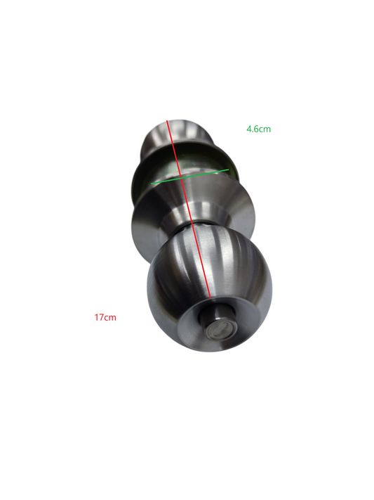 Starwheel Entrance Lockset Door Knob in brushed stainless steel with sleek design and measurements