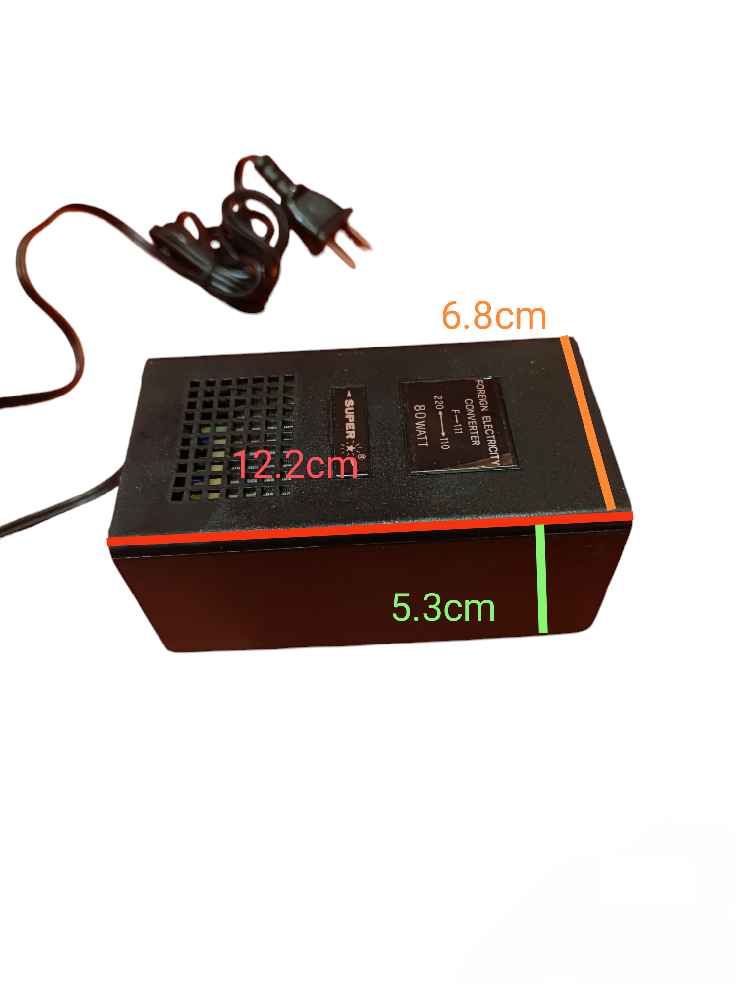 Super brand 80W Step Down 220V to 110V power converter for door chimes and bells with plug and ventilation