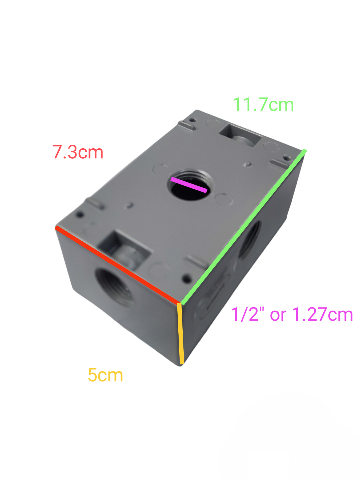 Surer Hub Marine Utility Box 2x4 gray electrical junction box with multiple conduit openings