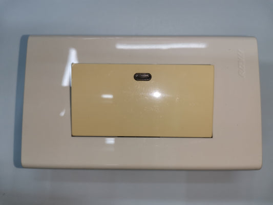 Royu Switch 1gang Flush Type with Led in beige on white wall plate for power points and switches