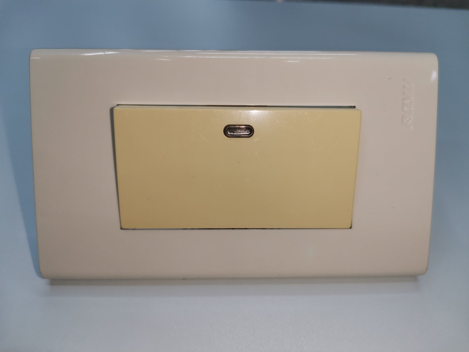 Royu Switch 1gang Flush Type with Led in beige color for wall mounting and power control