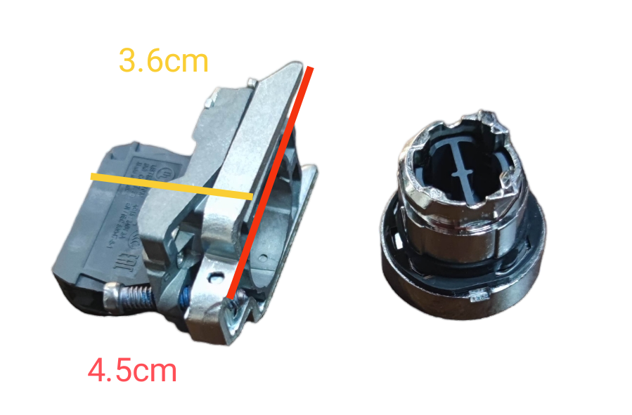 Schneider Switch Spring Return 2A 220V Green Normally Open with metal lever and black plastic base