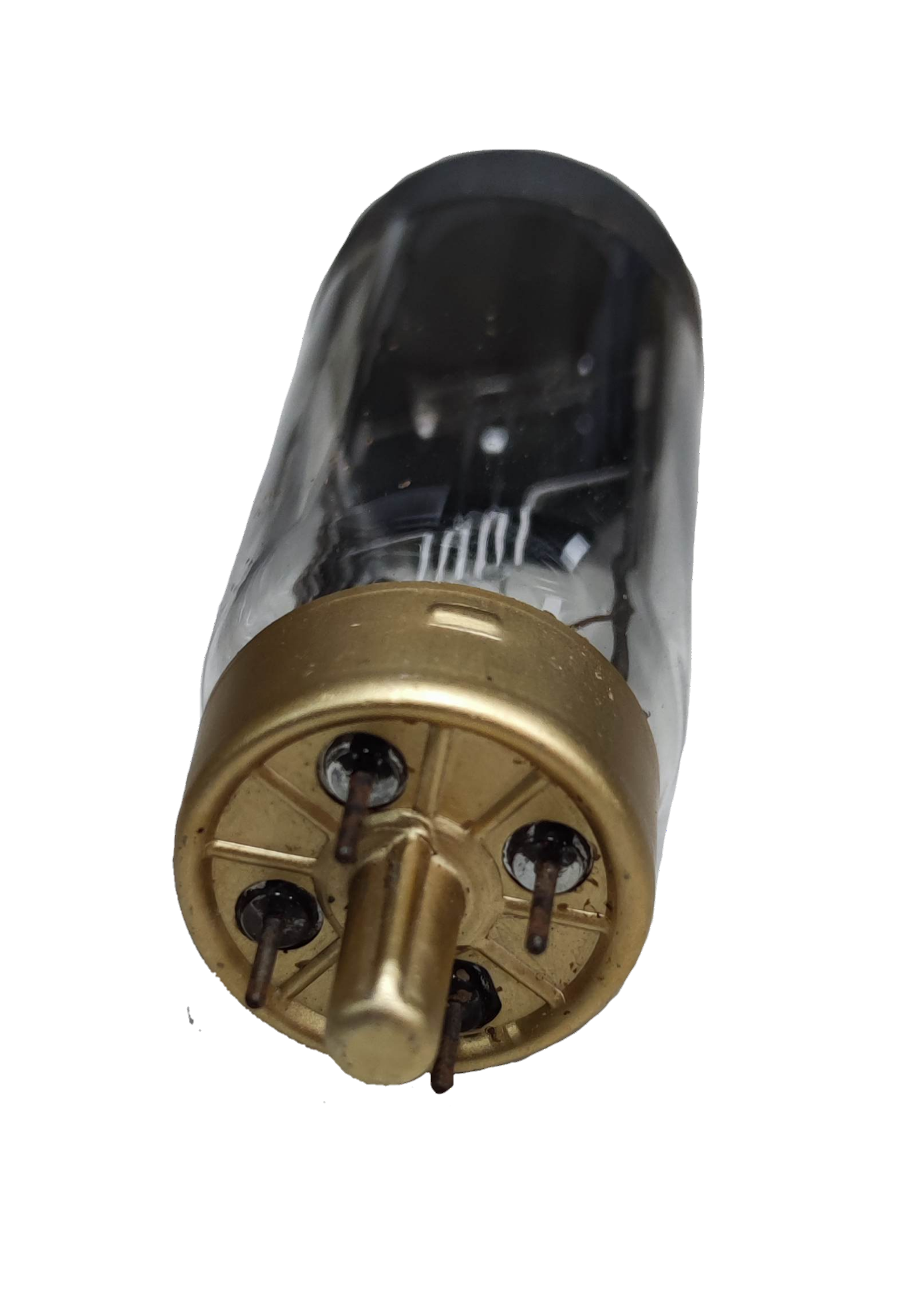 Sylvania 300W projector bulb 4 pin with a clear glass design and a gold base for efficient lighting