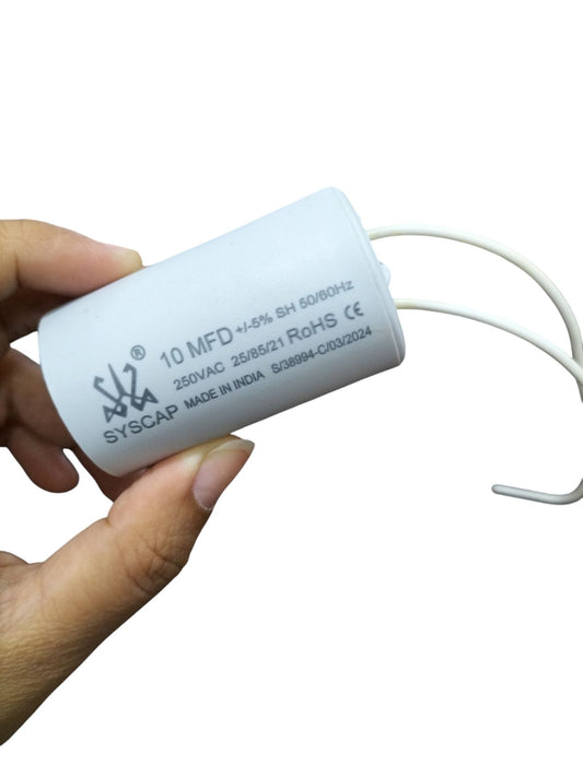 CBB 10MFD motor running capacitor with 250V AC rating, ideal for electrical circuits