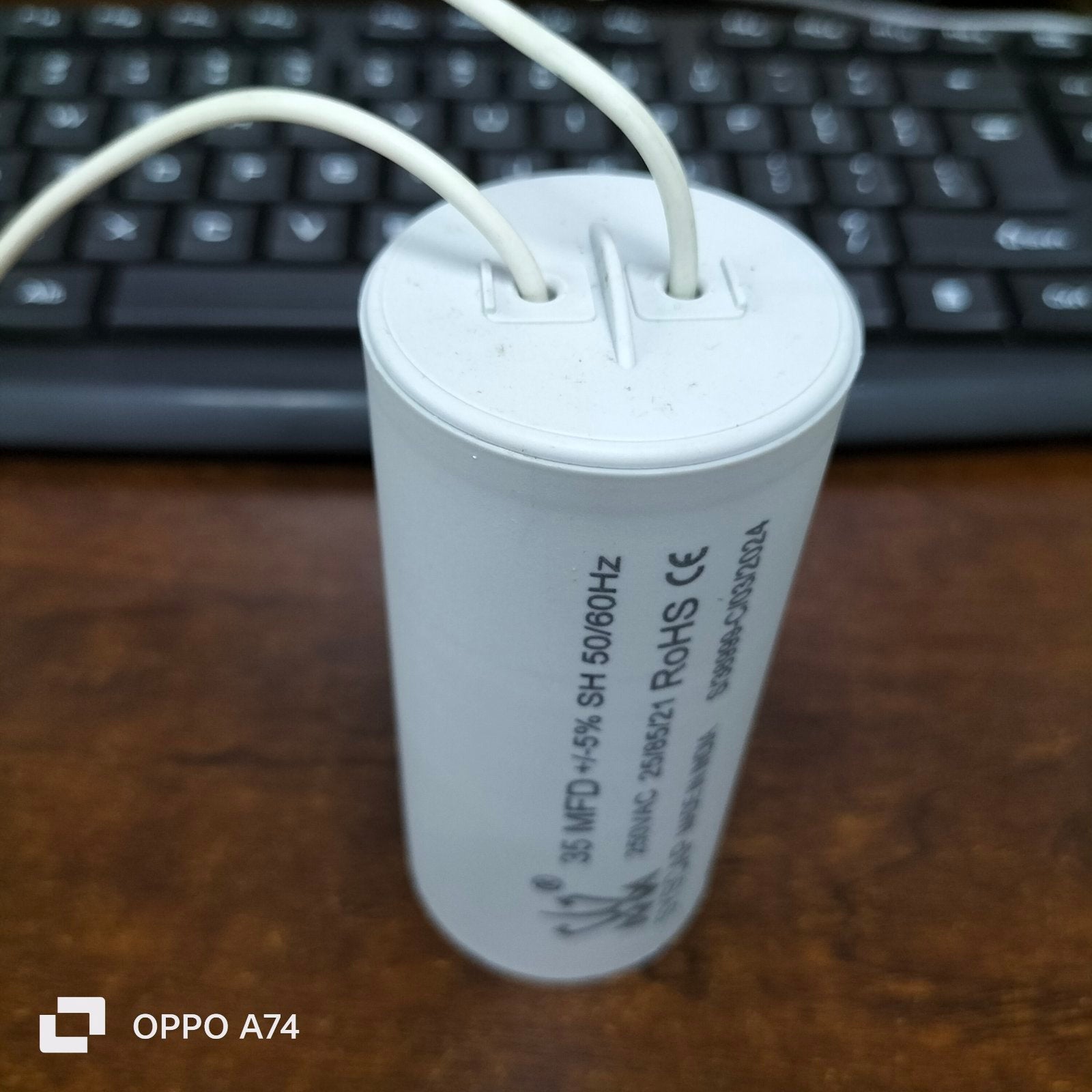 Syscap 35MFD Motor Running Capacitor electrical component with white wires