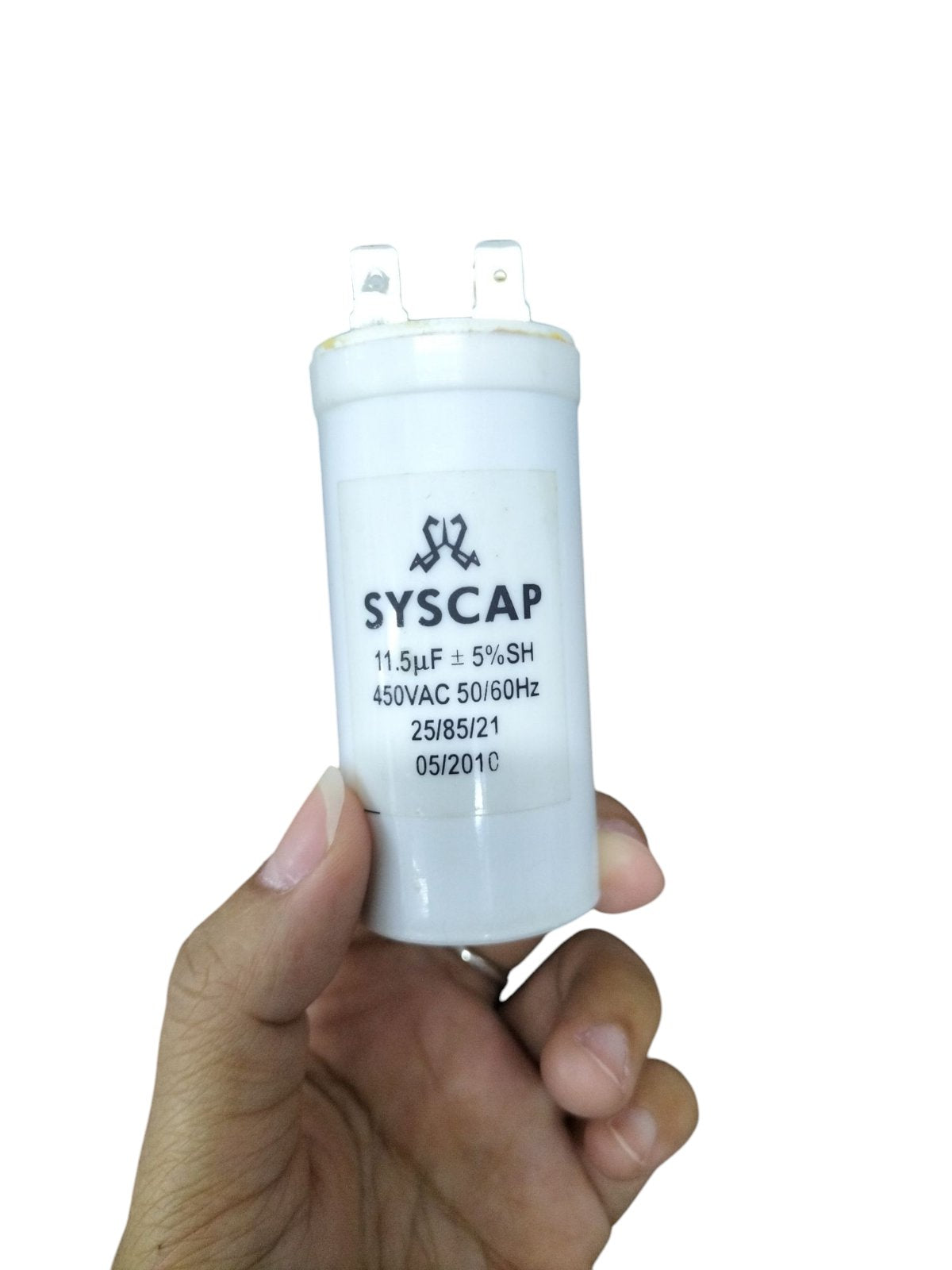 Syscap 450VAC motor start capacitor with 11.5µF rating for enhanced electrical performance