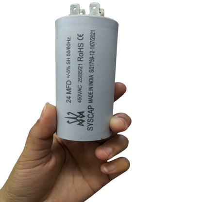 Syscap motor capacitor 24 MFD 450V for electrical circuit applications and devices