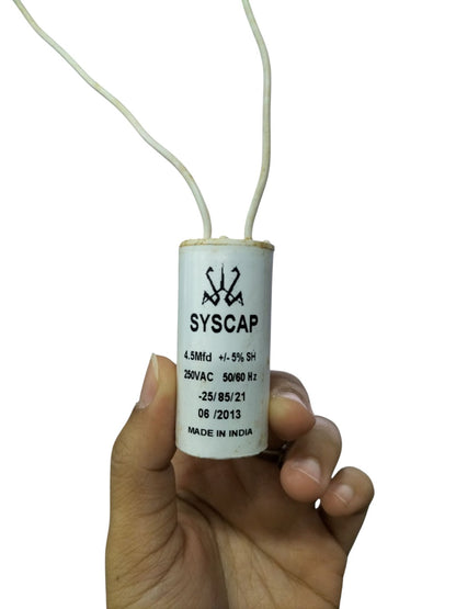 Syscap Motor Capacitor 250V AC with 4.5uF Rating for Electrical Circuit Applications