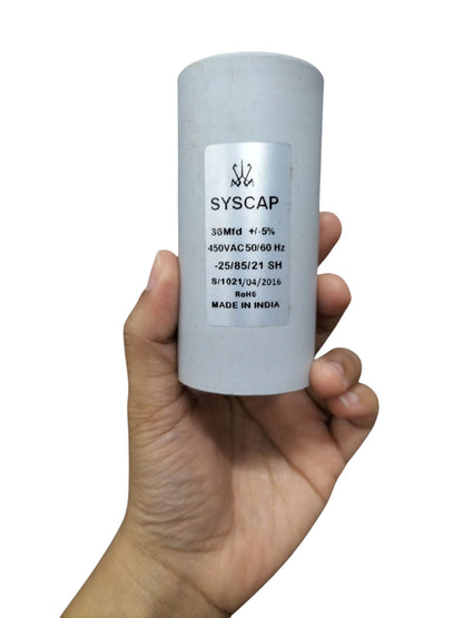 Syscap Motor Capacitor 36 Mfd +/- 5% 450V AC for Electrical Circuits