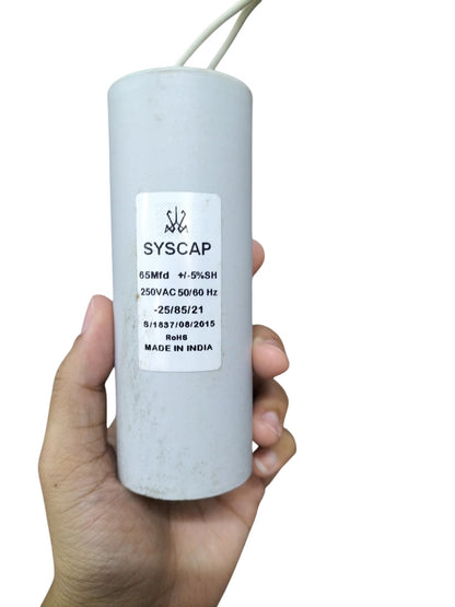 Syscap motor capacitor 65Mfd 250VAC 50 60Hz electrical circuitry part