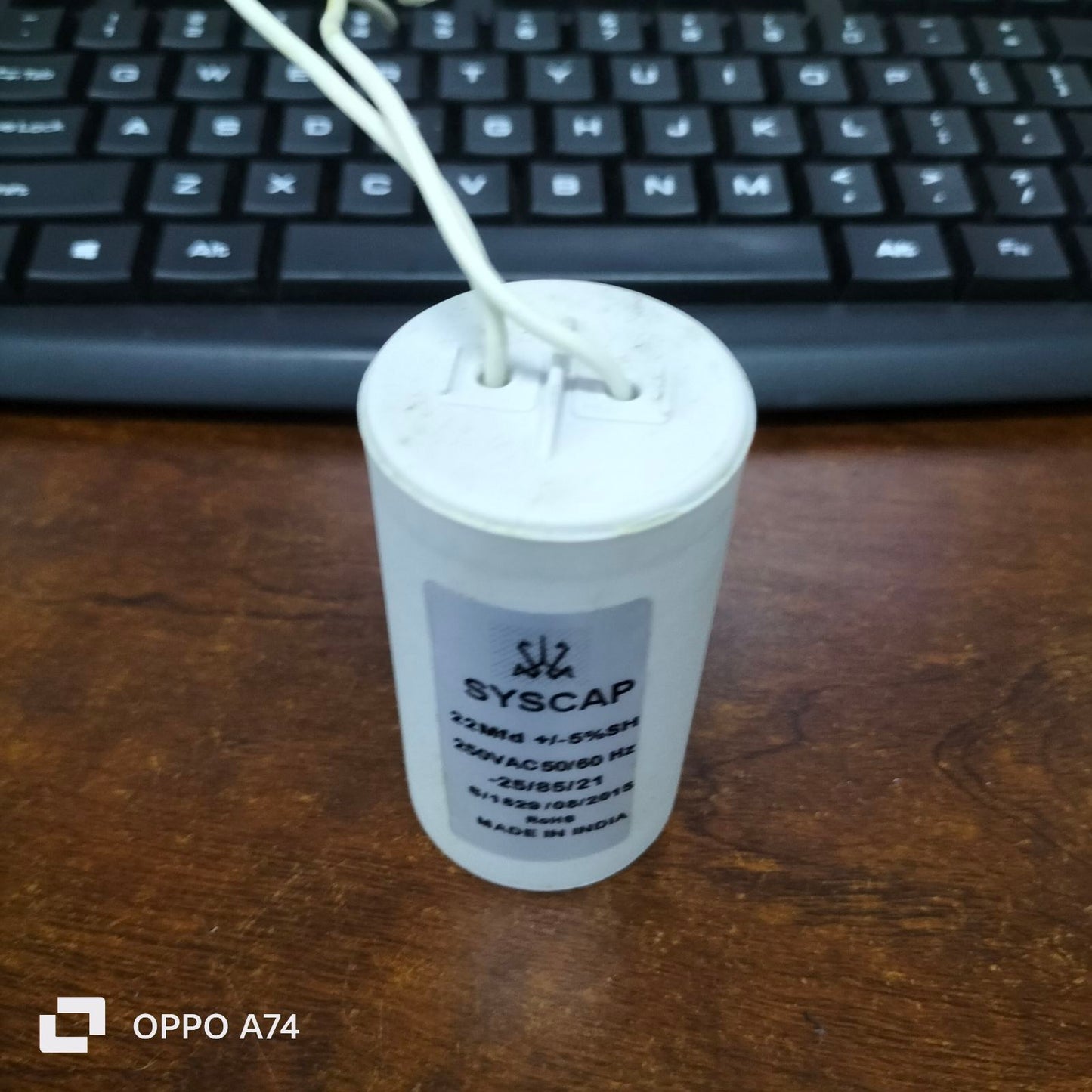 Syscap motor running capacitor 22MFD white cylindrical electrical part
