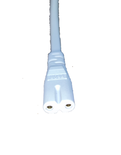 White T-5 AC cord connector 2 pin electrical part with attached cable for power supply