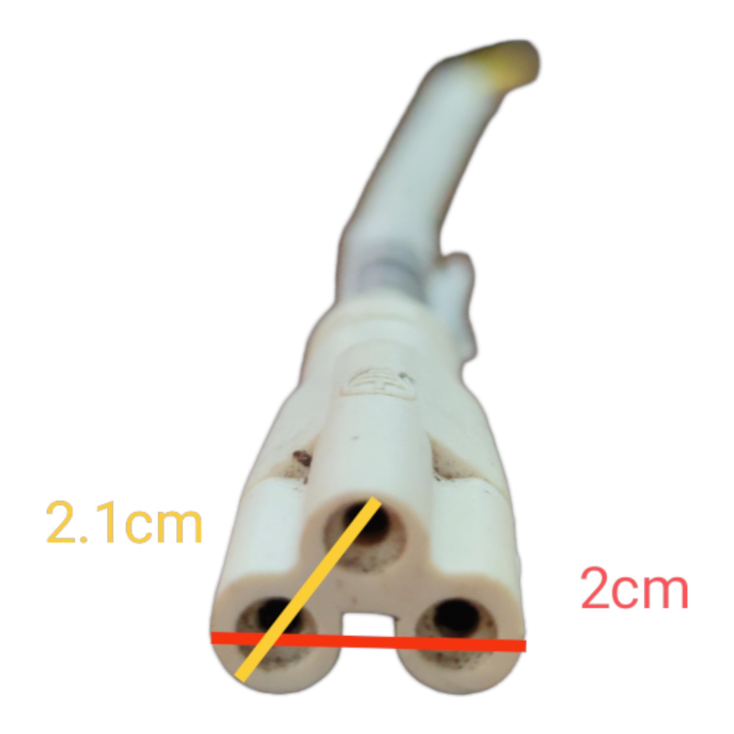 T-5 AC cord connector 3 pin with detailed measurements for precise electrical connections