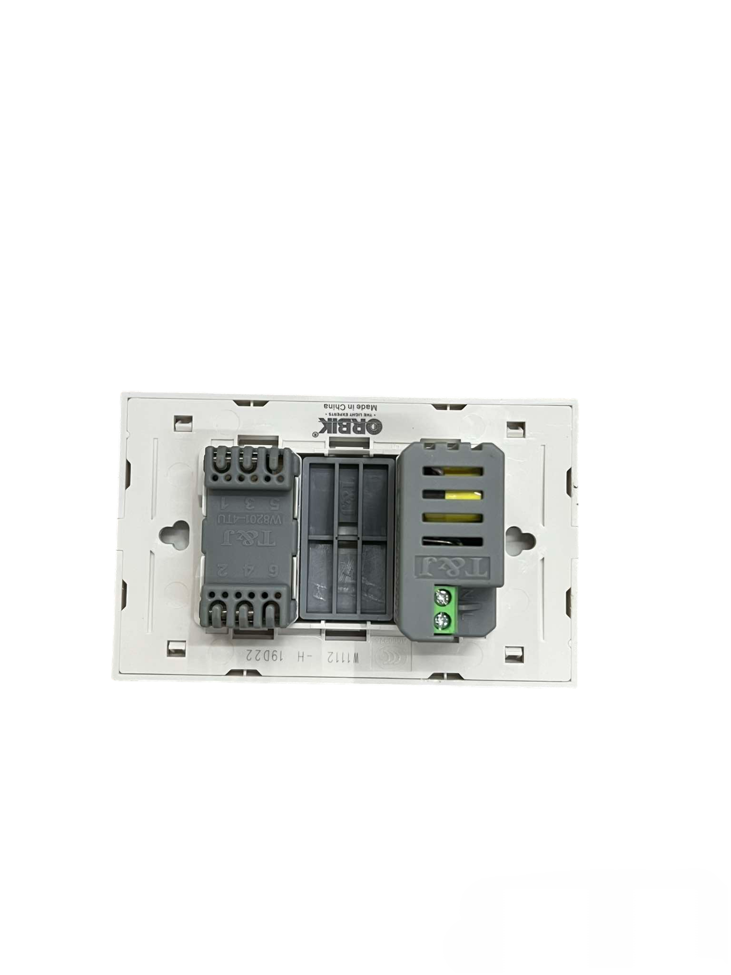 T&J 2 Gang USB 2.4A 5VDC and Tel Outlet power point and telephone socket module back view