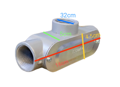 Local T Conduit Tee Conduit 1 inch electrical conduit connector with measurements shown