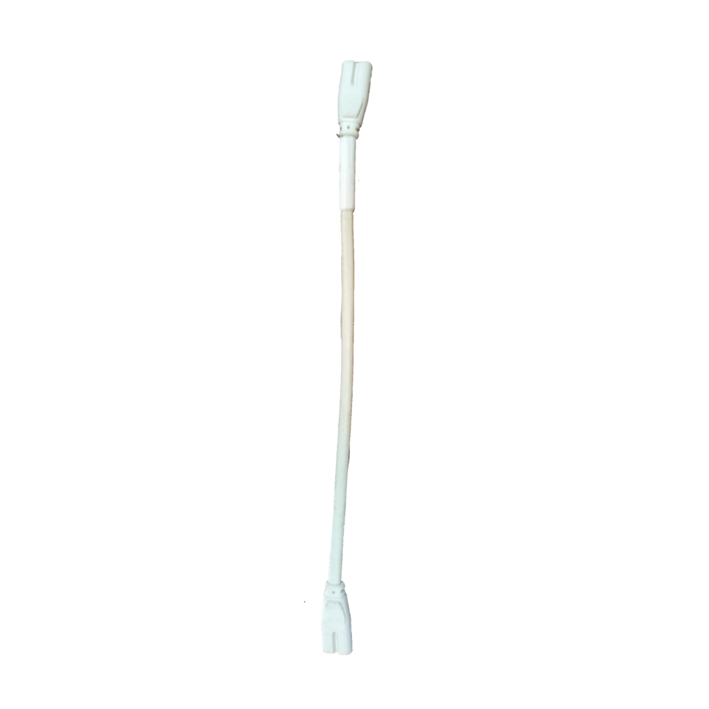T5 AC cord connector end to end with white insulation for secure electrical connections