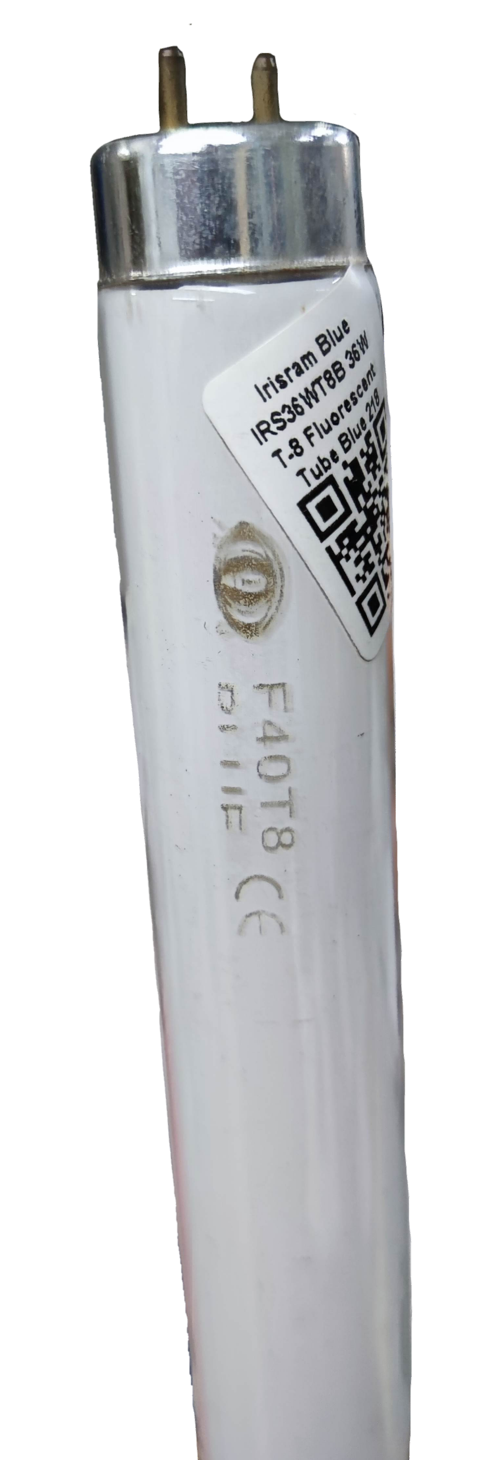 Irisram T8 36W industrial fluorescent lamp tube with metal pins and product label