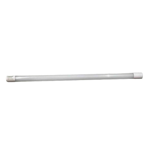 Shuta T8 LED Tube Light 18W Double Ended with white cylindrical design on black background