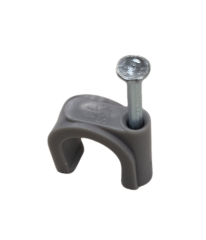 Tailee Nail Clip gray plastic cable clamp with attached silver nail for securing wires