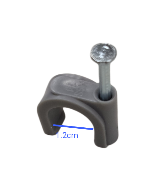 Tailee Nail Clip gray plastic cable clamp with nail for securing wires with 1.2 cm width