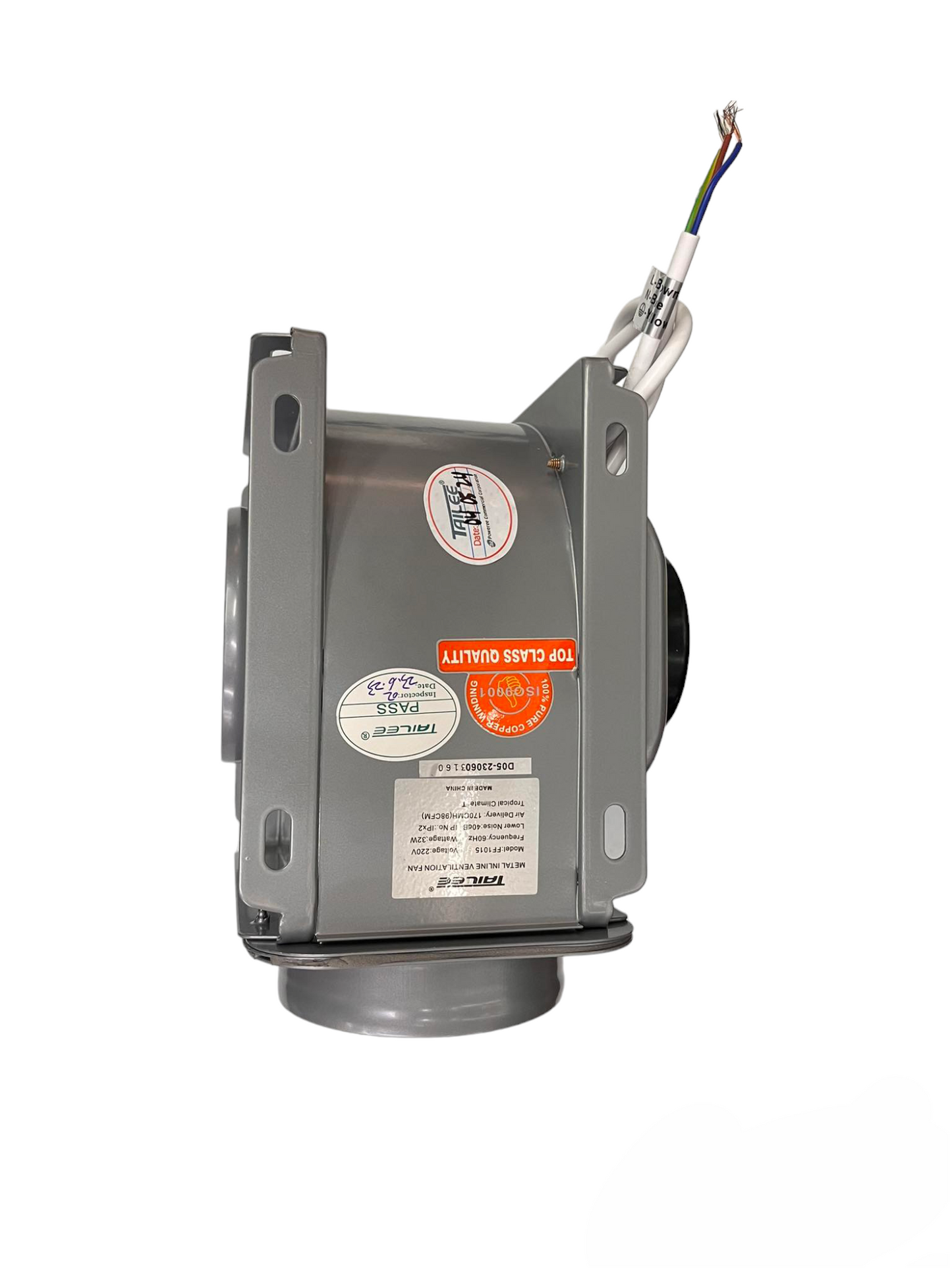 Tailee exhaust fan with durable metal housing and wiring for suction fan or blower fan applications